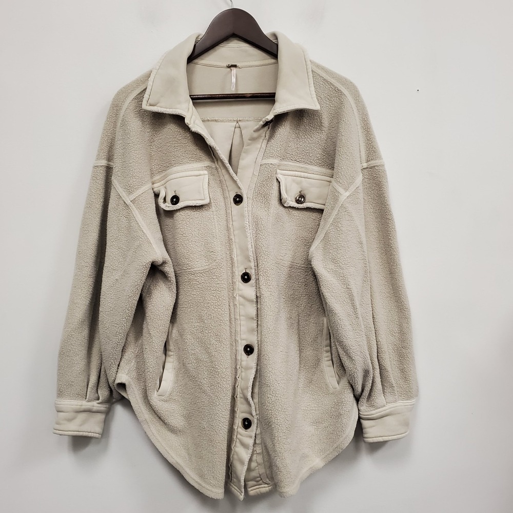Free People Womens Button Front Ruby Jacket Size S Stone Gray Thick Boho
